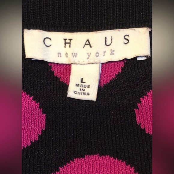 CHAUS sL magenta dot zip cardigan. Looks like pink but is a true magenta - Picture 3 of 4